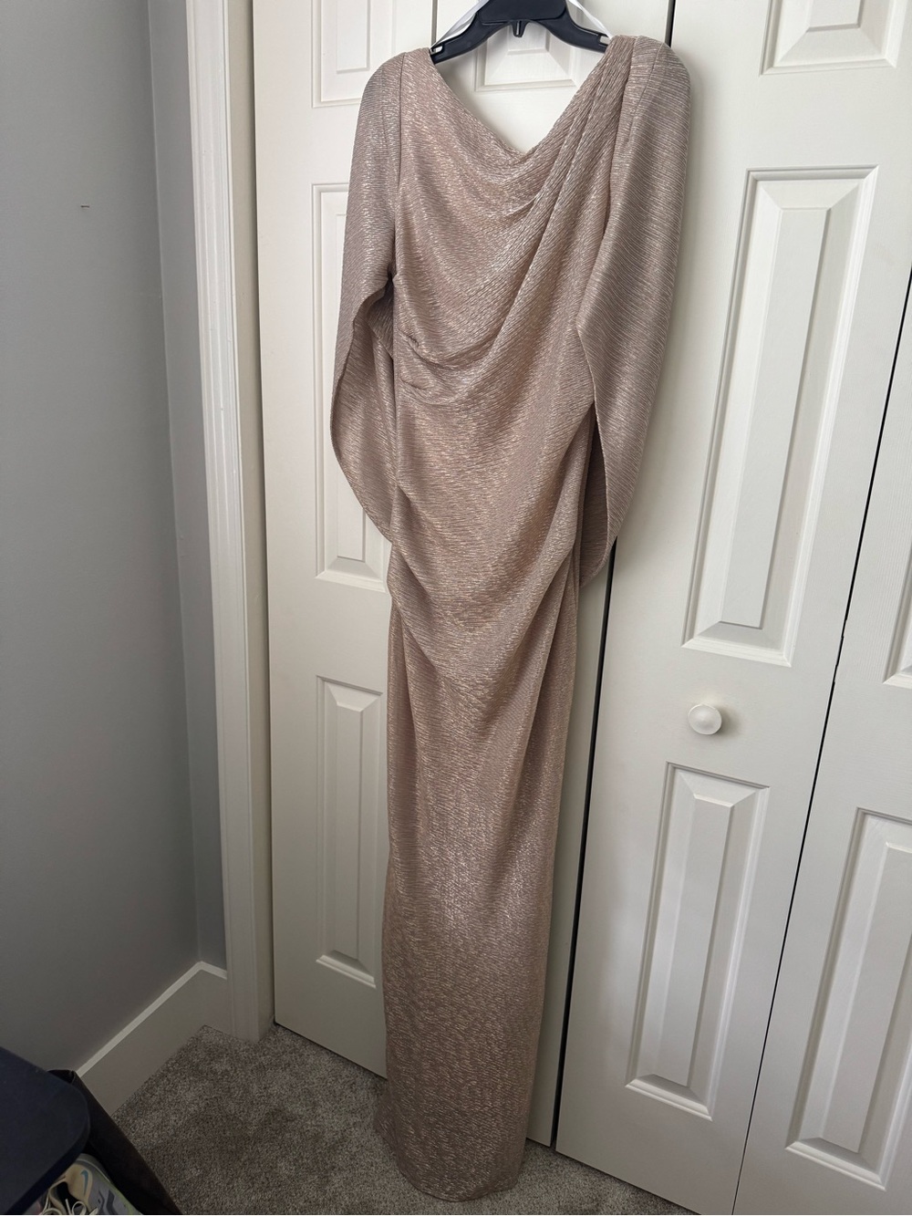 Elegant Metallic Evening Gown - Champagne/Gold - Picture 4 of 9